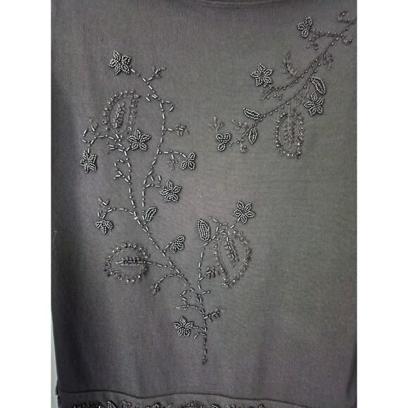 EMMA JAMES-Black-Beaded-Knit-Pullover-Cowl Neck-SIZE M-NWT - Picture 5 of 12